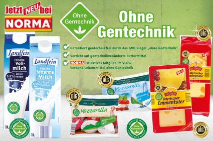 Nürnberger Discounter baut Sortiment mit Label „Ohne Gentechnik“ aus / NORMA: Gentechnikfreier Emmentaler und Mozzarella konkurrenzlos (FOTO)