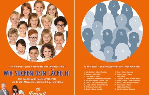 Am 1. Juli startet das finale Voting der bundesweiten Foto-Casting-Aktion „Wir suchen Dein Lächeln!“ / Deutschland wählt sieben neue Brandt Zwieback Lächeln (FOTO)