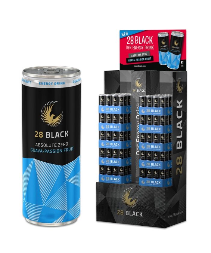 Trendkategorie „Zero“: Energy Drink 28 BLACK erweitert Portfolio um neue zuckerfreie Variante / 28 BLACK Absolute Zero Guava-Passion Fruit sorgt für kalorienfreies Geschmackserlebnis (FOTO)