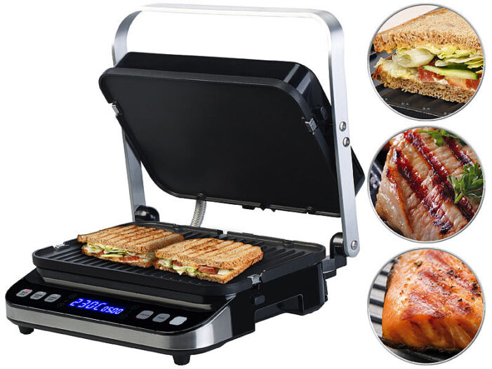 Rosenstein & Söhne Digitaler Panini-, Sandwich- & Kontaktgrill CG-2610