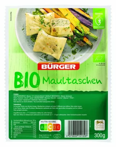 BIO boomt: BÜRGER setzt BIO-Maßstäbe zum Anbeißen und präsentiert ab November neue BIO-Maultaschen – mit optimierten Rezepturen, frischem Design und attraktivem Preis