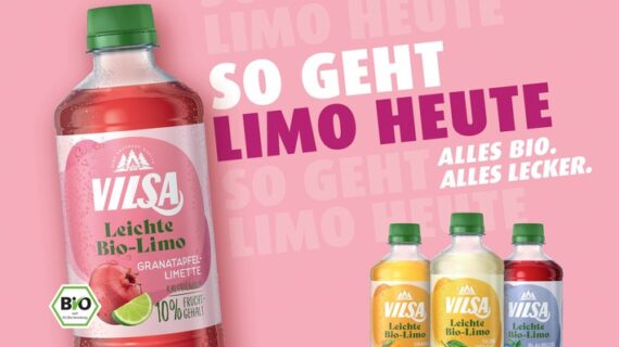 Fruchtig-frischer Limo-Genuss: VILSA Leichte Bio-Limo mit neuer Geschmacksrichtung „Granatapfel-Limette“