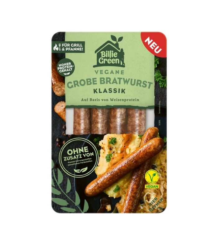 Vegane Neuheiten für Grill und Pfanne. Bei Billie Green geht’s jetzt um die Bratwurst!