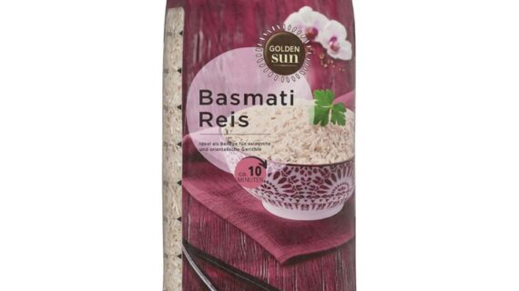 Der italienische Lieferant Agrover srl informiert über einen Warenrückruf des Produktes „Golden Sun Basmati Reis, 1kg“