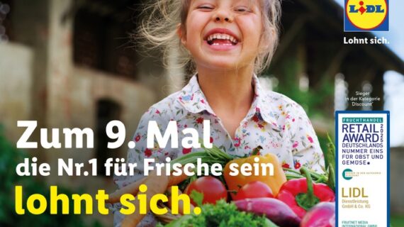 Neunmal an der Spitze: Lidl ist Deutschlands Champion für Obst und Gemüse / Lidl verteidigt seinen Titel und holt erneut den renommierten „Fruchthandel Magazin Retail Award“ in der Kategorie Discount