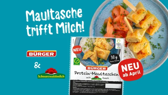 BÜRGER bringt gemeinsam mit Schwarzwaldmilch neue Protein-Maultaschen auf den Mark – mit 30 g Protein pro Packung