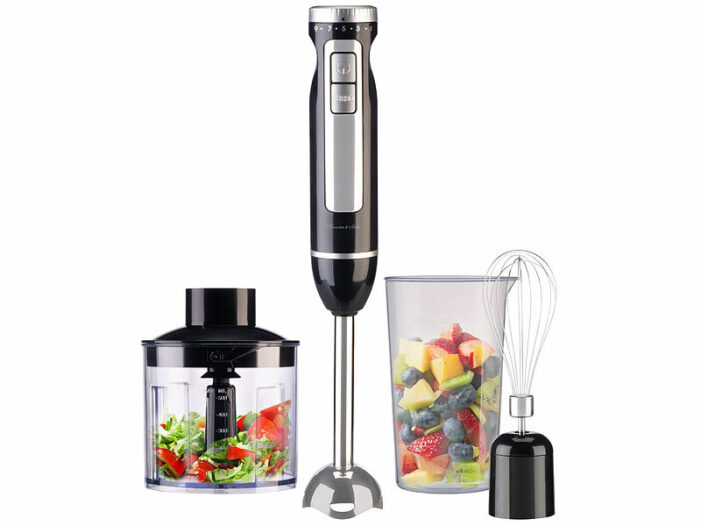 Rosenstein & Söhne 4in1-Stabmixer, Edelstahl